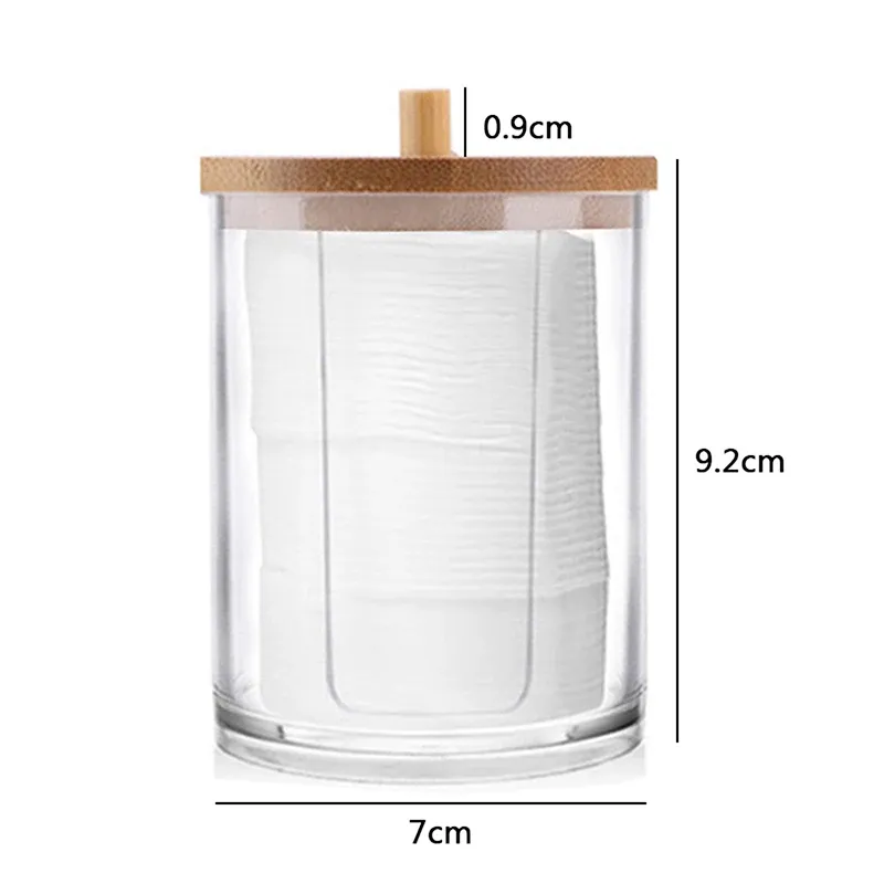 Boîte de rangement transparente en acrylique avec couvercle en bambou, pour cotons-tiges, cosmétiques et bijoux 14