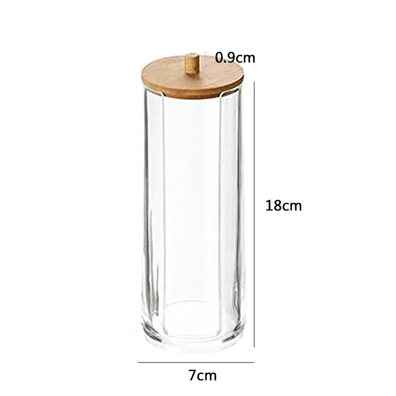 Boîte de rangement transparente en acrylique avec couvercle en bambou, pour cotons-tiges, cosmétiques et bijoux 13