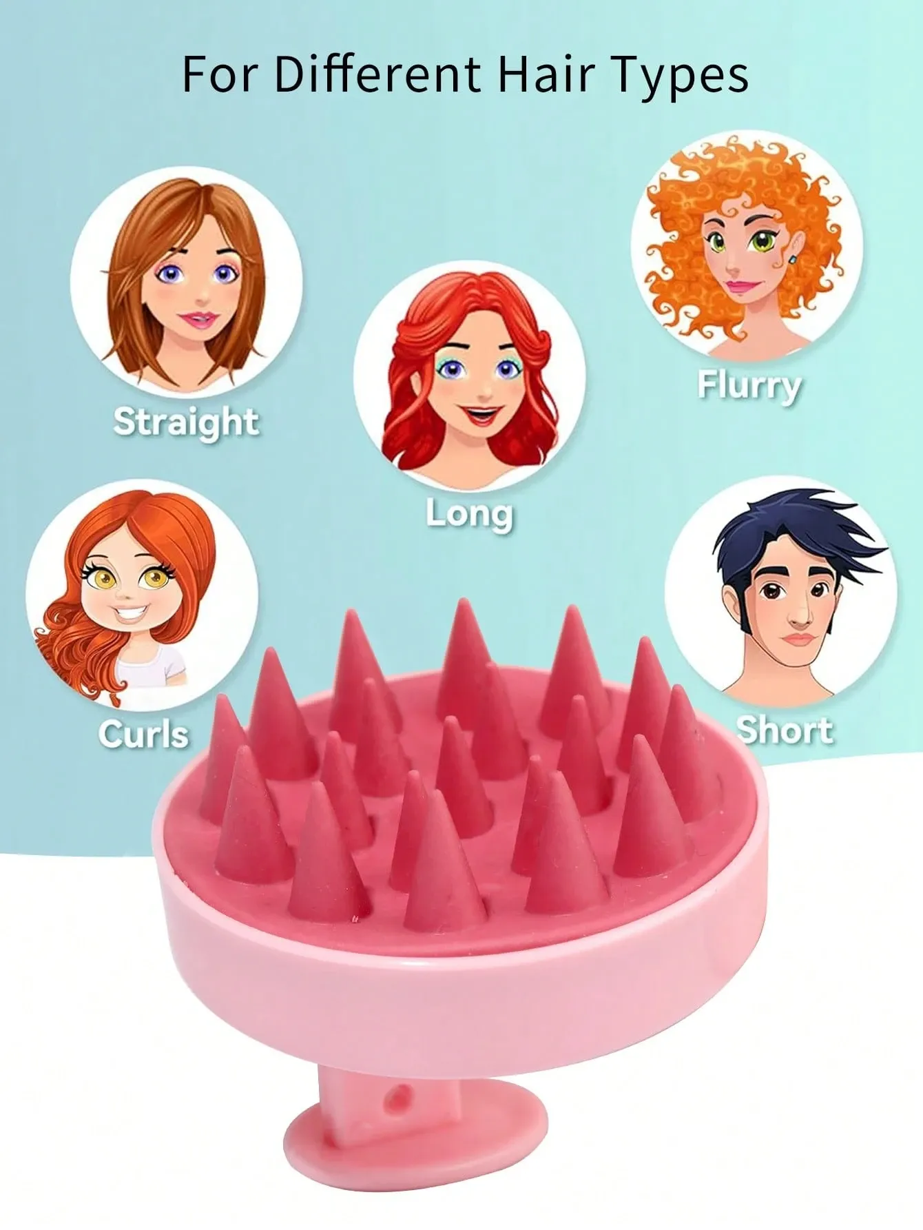 Brosse de lavage pour cheveux en silicone, masseur de cuir chevelu, peigne souple pour cheveux humides et secs, 1 pièce 4