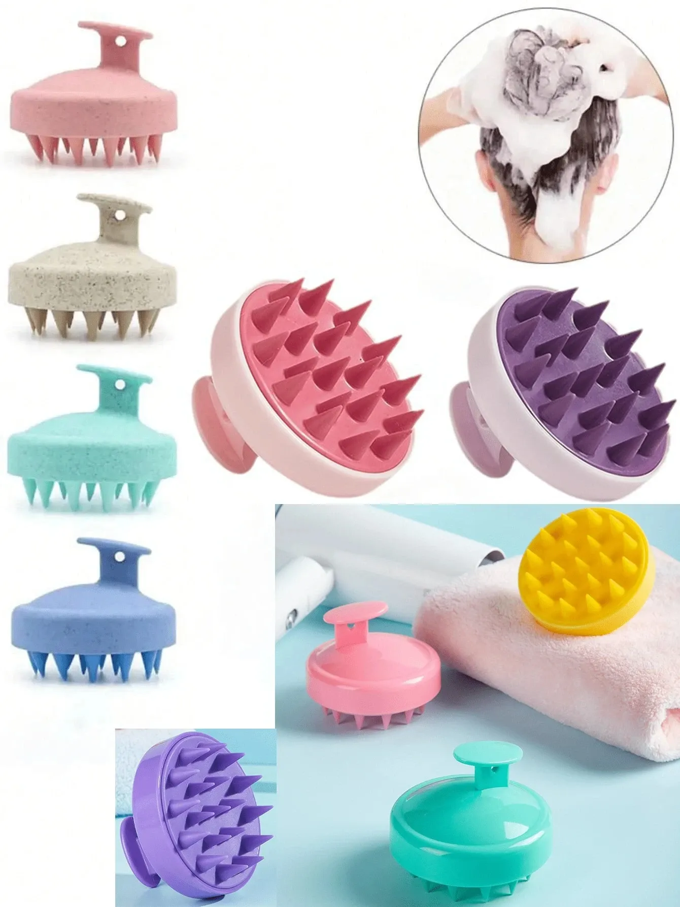 Brosse de lavage pour cheveux en silicone, masseur de cuir chevelu, peigne souple pour cheveux humides et secs, 1 pièce 2