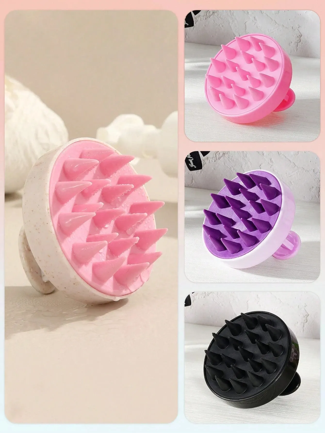 Brosse de lavage en silicone pour cheveux, vue d'ensemble