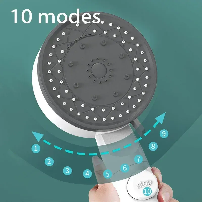 Pommeau de douche haute pression avec filtre, 10 modes, arrêt une touche, économie d'eau 2