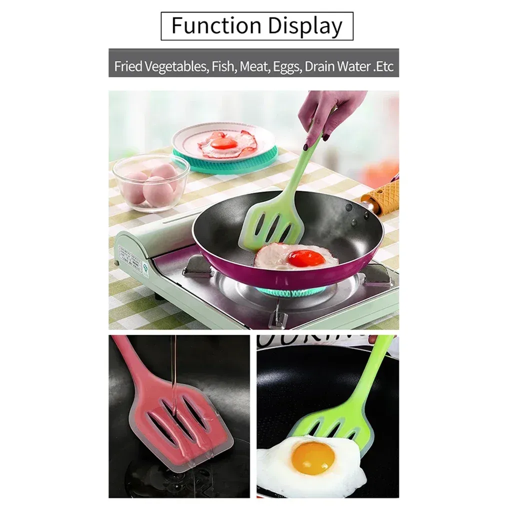Ustensiles de cuisine en silicone colorés, ensemble antiadhésif 4