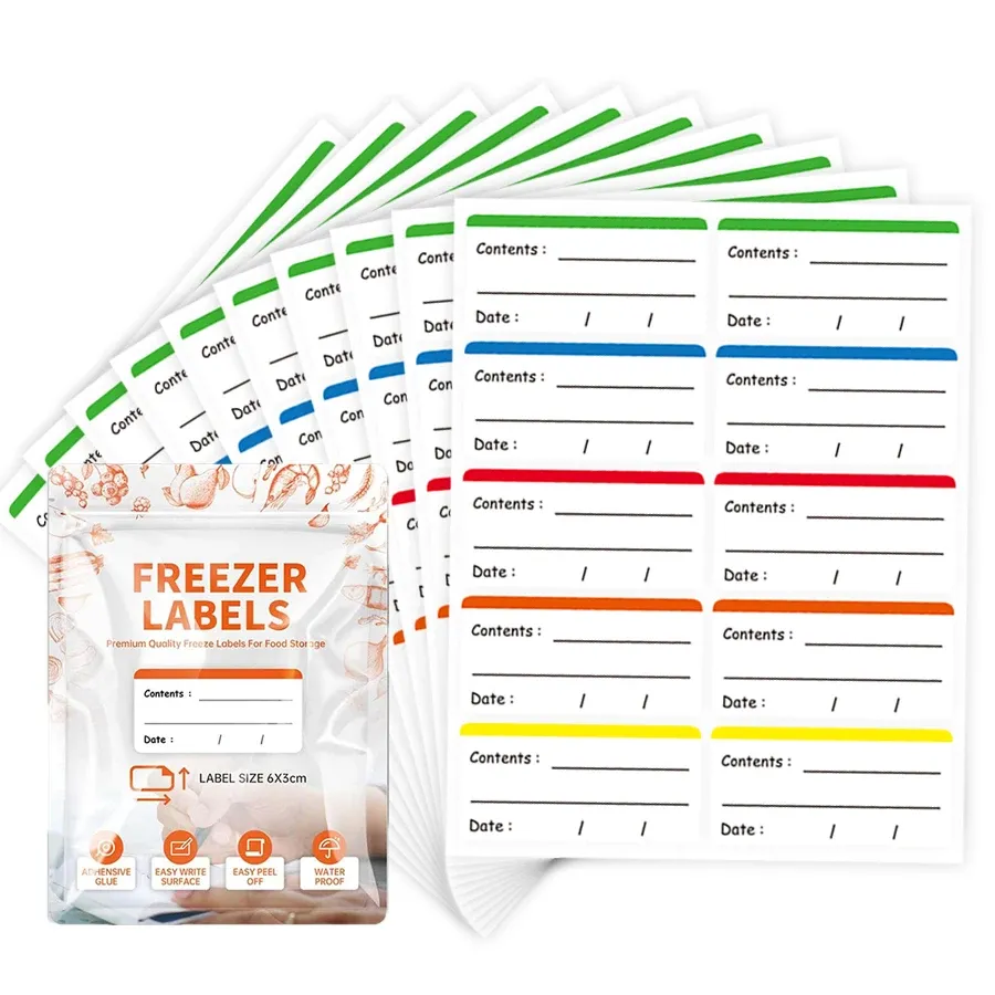 Étiquettes alimentaires pour congélateur, lot de 100, autocollants amovibles pour conservation des aliments et récipients - Image 1