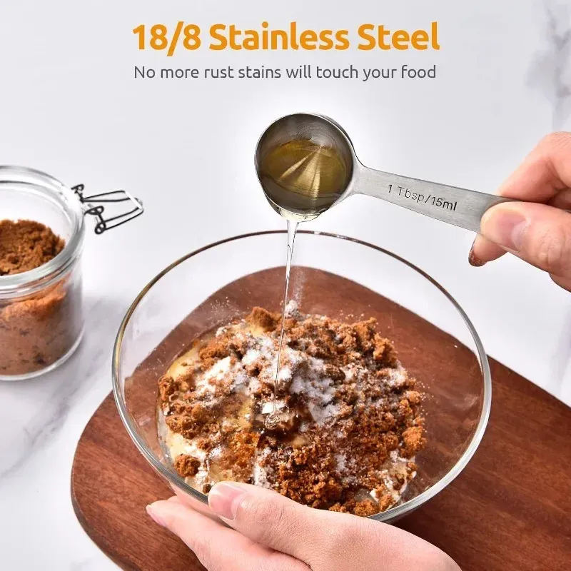 Cuillères doseuses en acier inoxydable de qualité alimentaire, mesure précise pour sucre, café, épices et cuisson, lot de 6 3