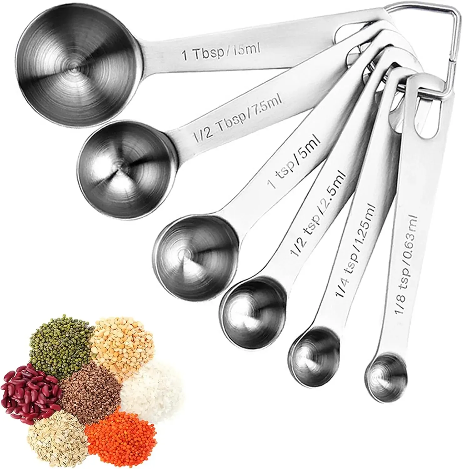 Cuillères doseuses en acier inoxydable de qualité alimentaire, mesure précise pour sucre, café, épices et cuisson, lot de 6
