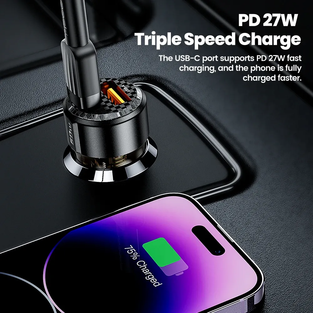 Chargeur de voiture Toocki 60 W, 30 W USB-A + USB-C PD 30 W, chargeur rapide pour téléphones portables, adaptateurs universels pour Xiaomi 3
