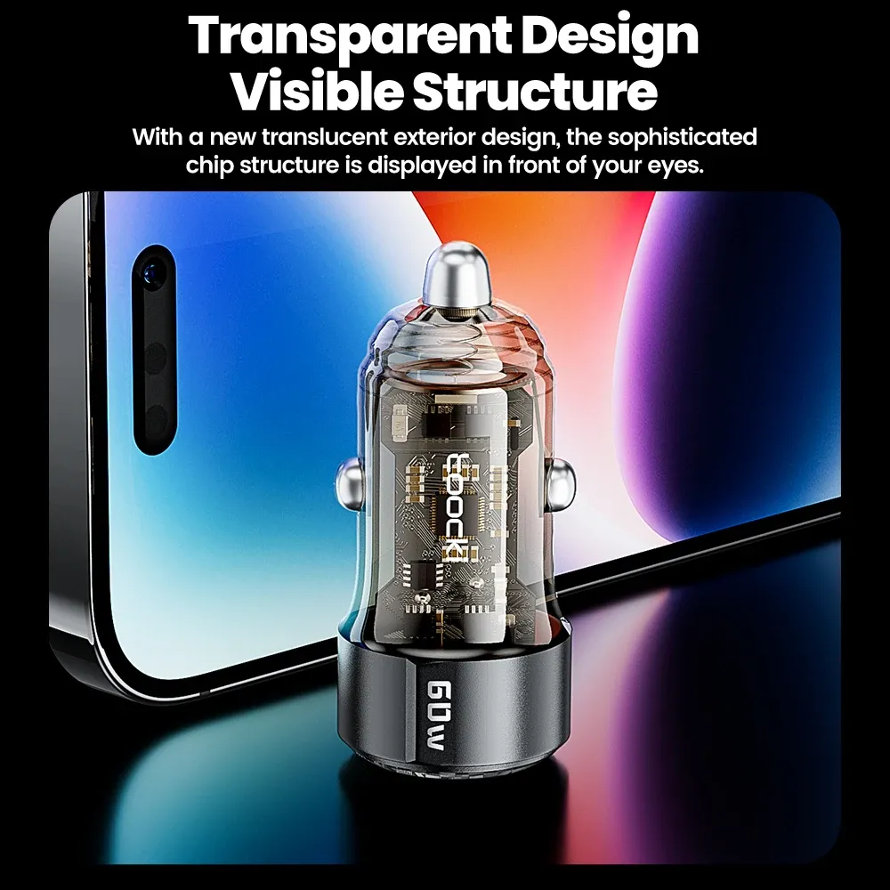 Chargeur de voiture Toocki 60 W, 30 W USB-A + USB-C PD 30 W, chargeur rapide pour téléphones portables, adaptateurs universels pour Xiaomi 5