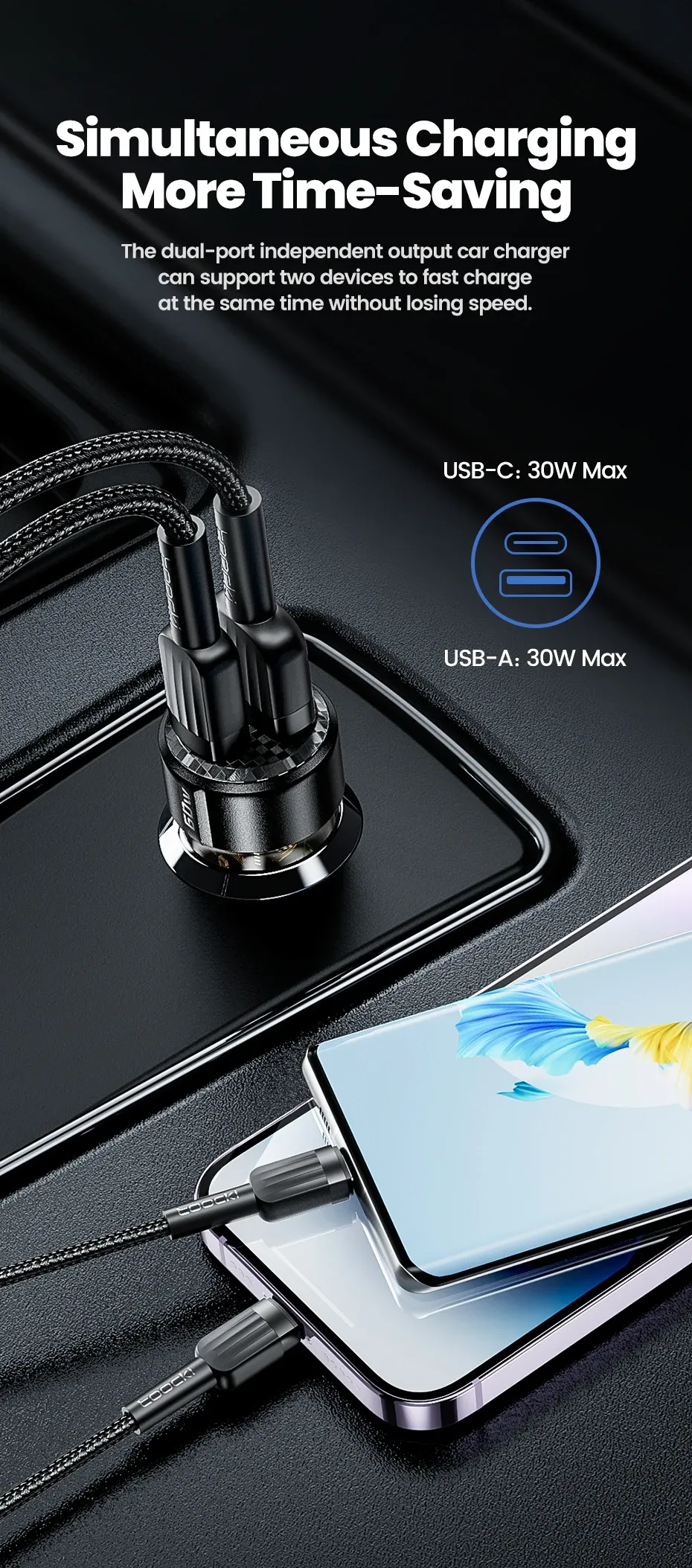 Design compact du chargeur de voiture