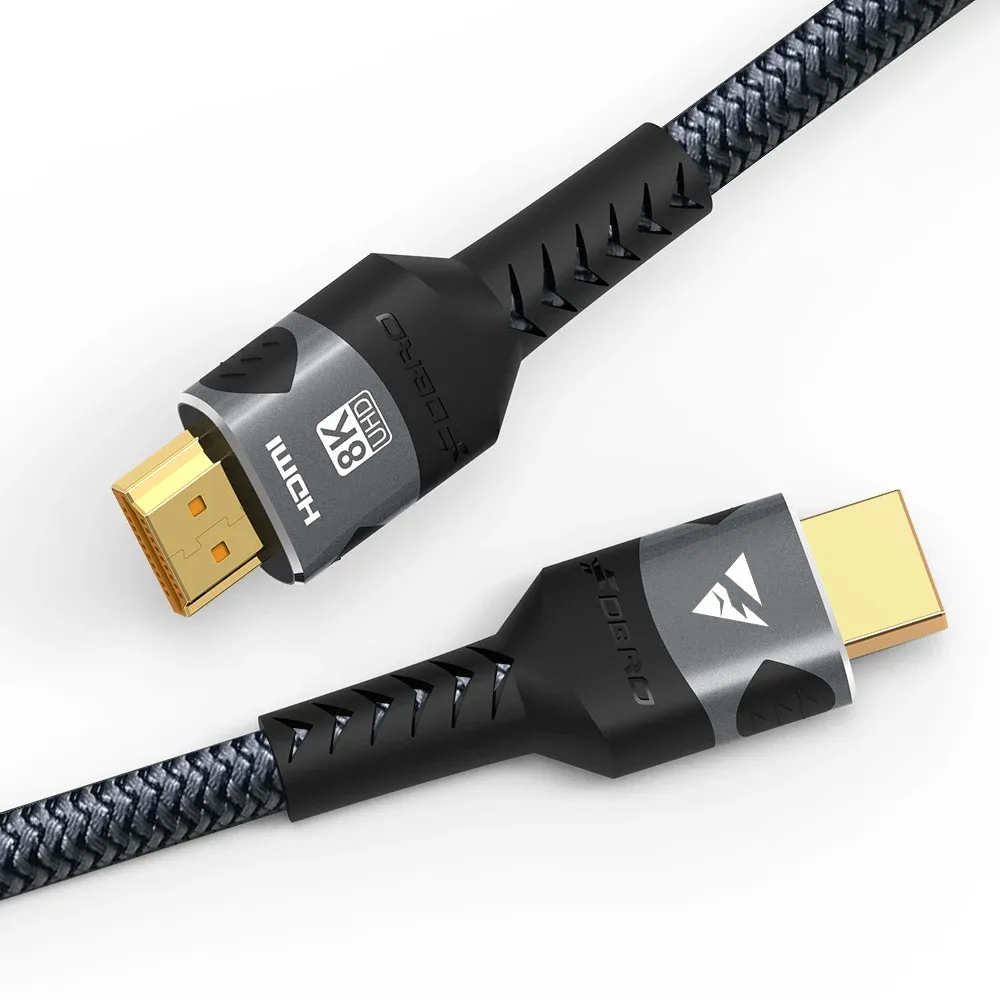 Câble HDMI 8K 2.1 48 Gbps tressé, haute vitesse, compatible 4K 120 Hz et 8K 60 Hz, DTS:X, HDCP 2.2/2.3, HDR10, pour ordinateur portable et PS5 2