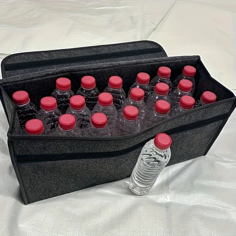 Organisateur de coffre de voiture pliable à compartiments multiples, avec poignée ergonomique, pour SUV, berlines et camionnettes, en tissu résistant 5