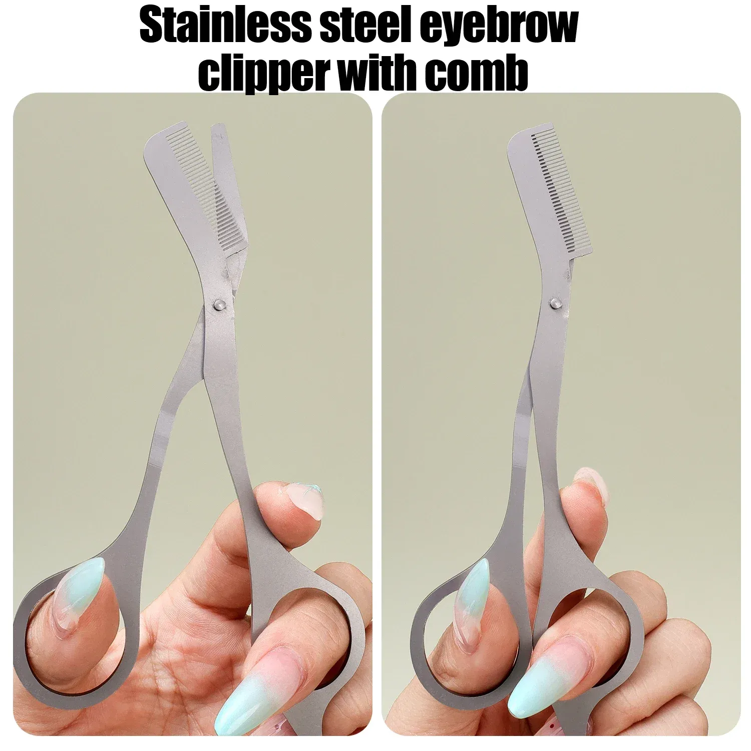Ciseaux à sourcils professionnels en acier inoxydable avec peignes, kit de taille-sourcils 1 pièce 2