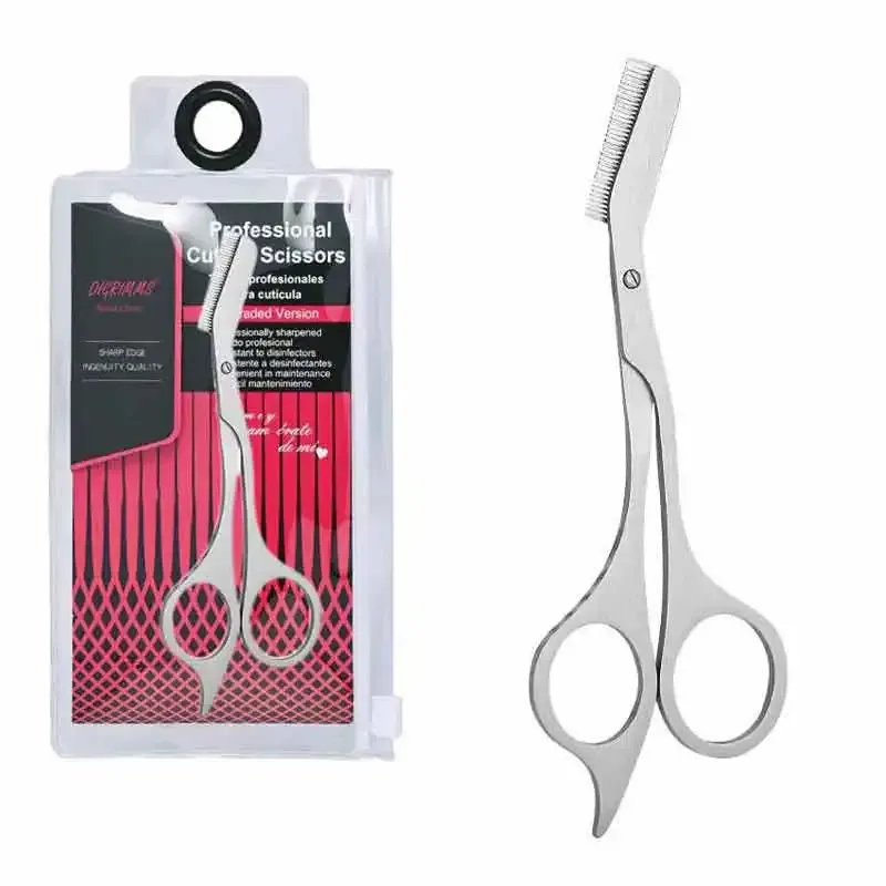 Ciseaux à sourcils professionnels en acier inoxydable avec peignes, kit de taille-sourcils 1 pièce 7