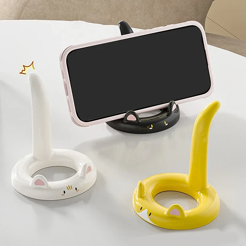 Support de téléphone portable chat de dessin animé mignon, mini support de bureau créatif, utilisable comme décoration 2