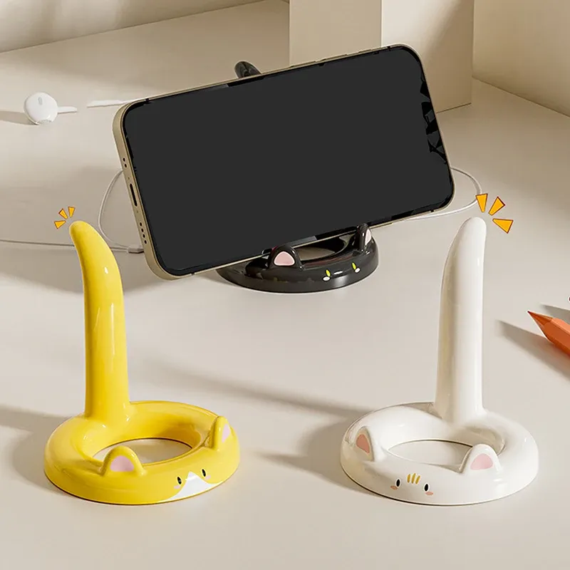 Support de téléphone portable chat de dessin animé mignon, mini support de bureau créatif, utilisable comme décoration