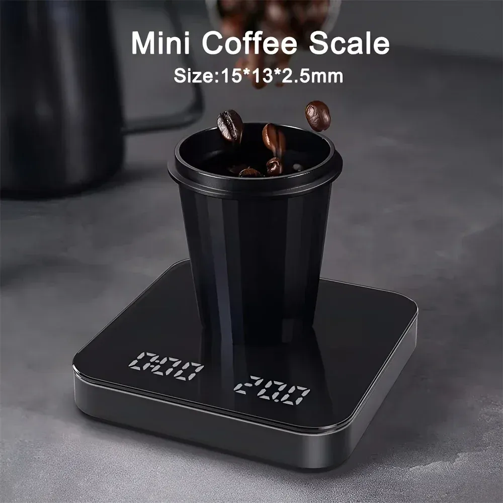 Balance à café électronique avec coussin en silicone, balance numérique avec minuteur, écran LED et recharge USB, idéale pour le café à domicile 2