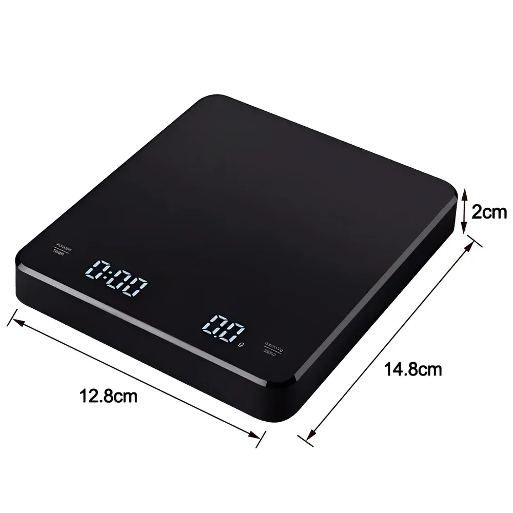 Balance à café électronique avec coussin en silicone, balance numérique avec minuteur, écran LED et recharge USB, idéale pour le café à domicile 8