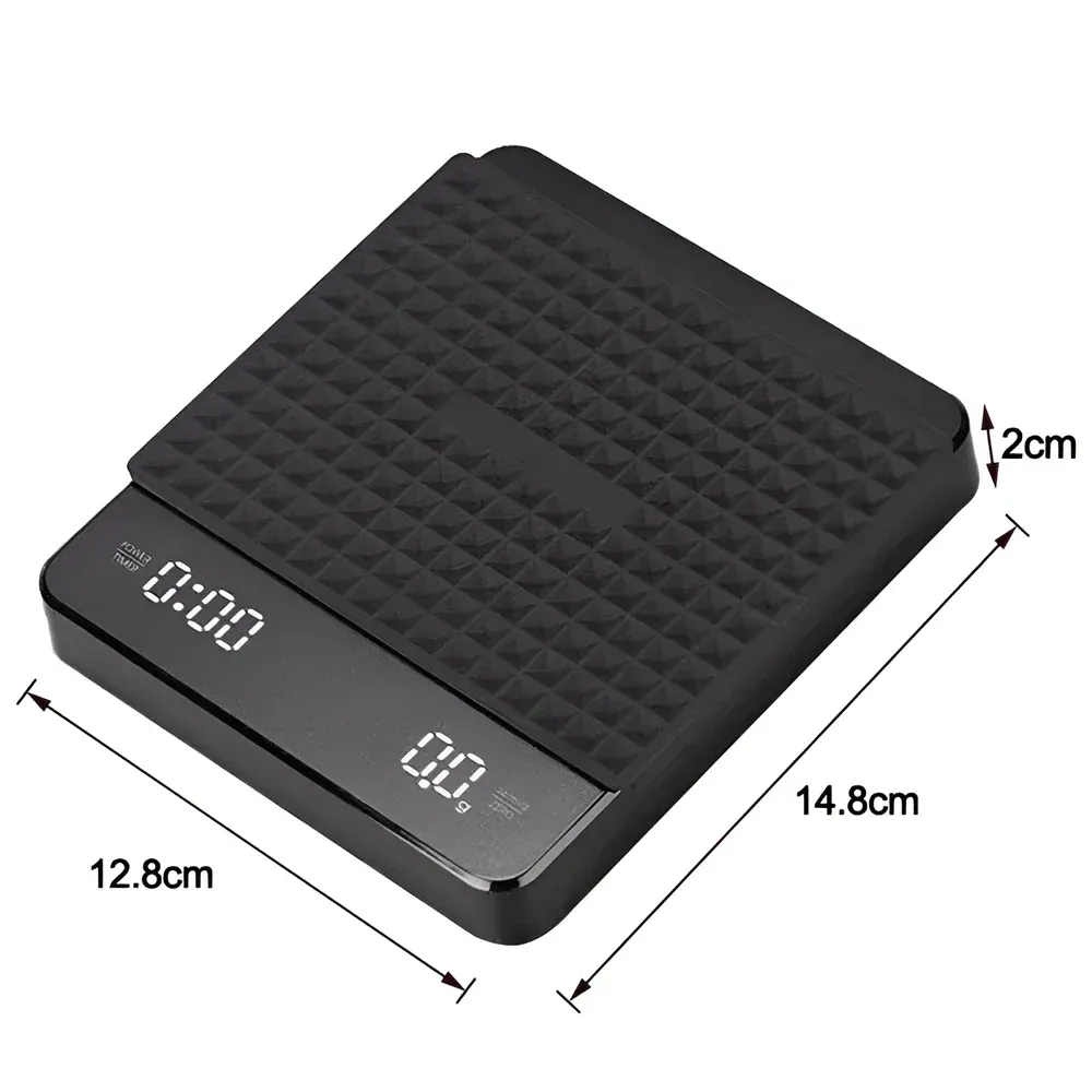 Balance à café électronique avec coussin en silicone, balance numérique avec minuteur, écran LED et recharge USB, idéale pour le café à domicile 7