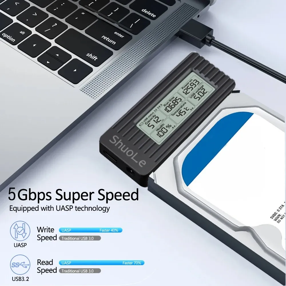 Adaptateur USB vers SATA, câble convertisseur USB 3.2 / 3.0 vers SATA pour disque dur SSD et HDD 2,5 pouces 4