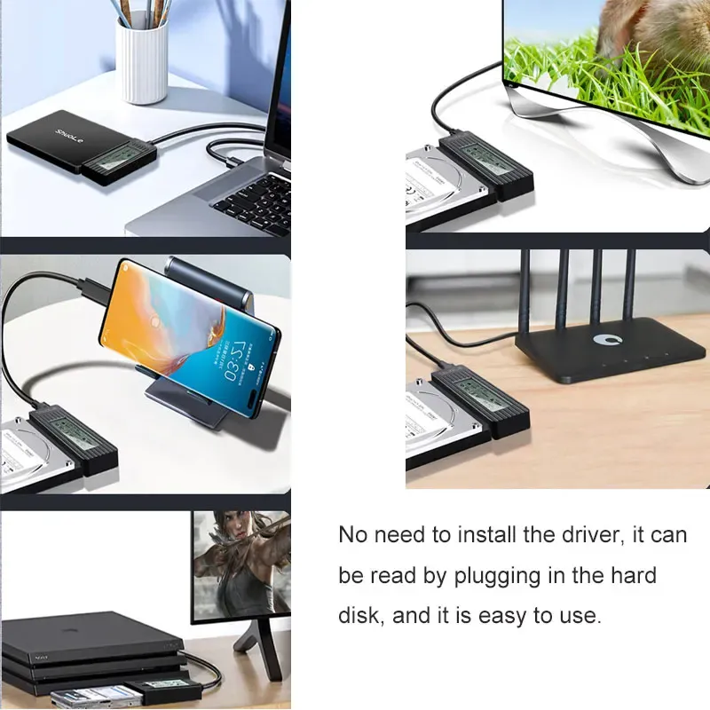 Adaptateur USB vers SATA, câble convertisseur USB 3.2 / 3.0 vers SATA pour disque dur SSD et HDD 2,5 pouces 6