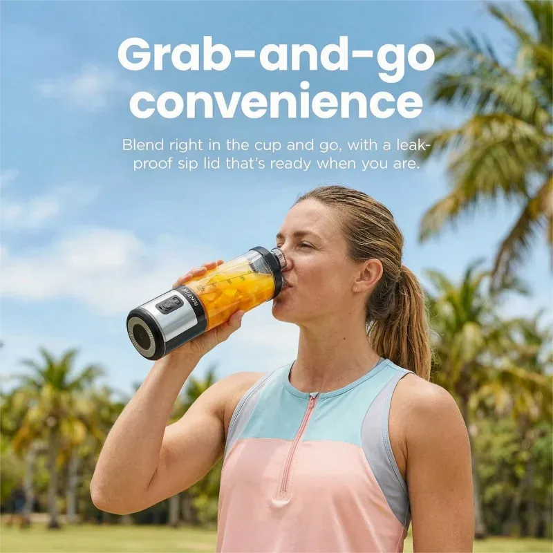 Mélangeur portable à glace, haute vitesse, 600 ml, pour smoothies, shakes, préparation culinaire et mélanges glacés 4