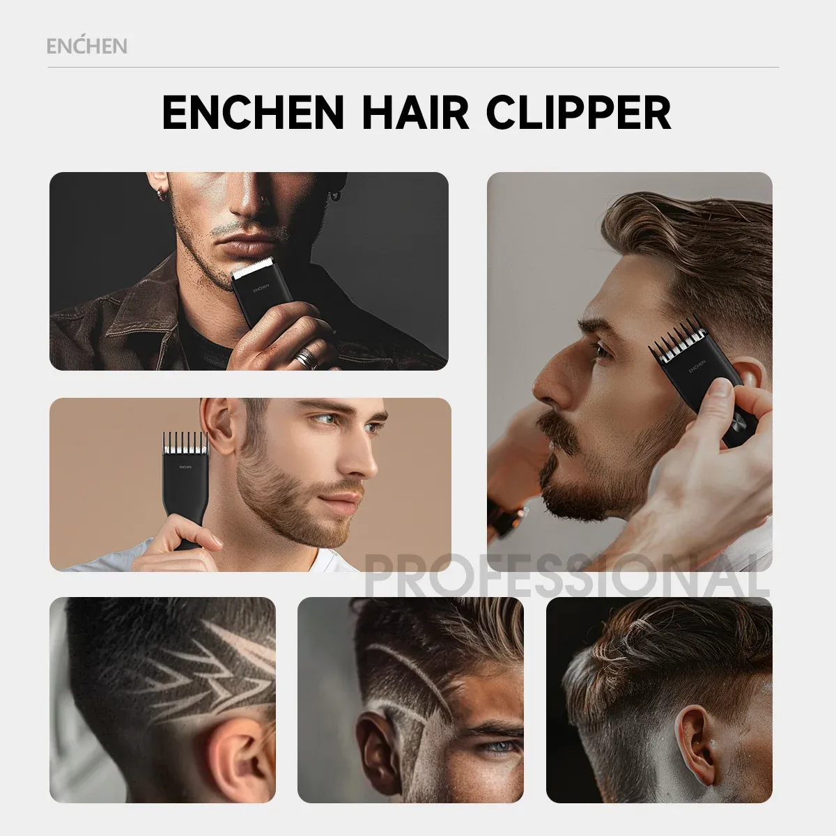 ENCHEN Boost Tondeuse à Cheveux Électrique Professionnelle Sans Fil à Charge Rapide USB-C, Lame en Céramique, pour Homme 6