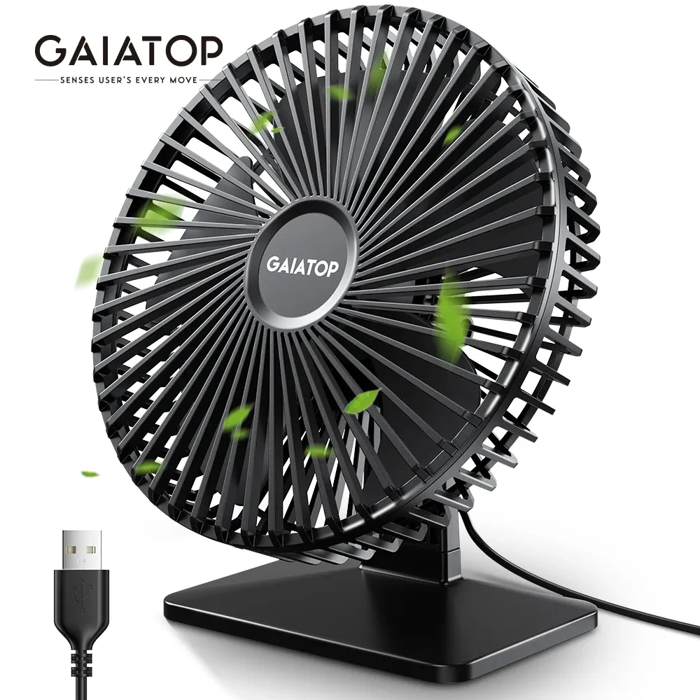 GAIATOP Ventilateur de bureau USB portable, rotation à 90°, silencieux, 3 vitesses réglables, ultra silencieux, idéal pour le bureau et la maison - Image 1