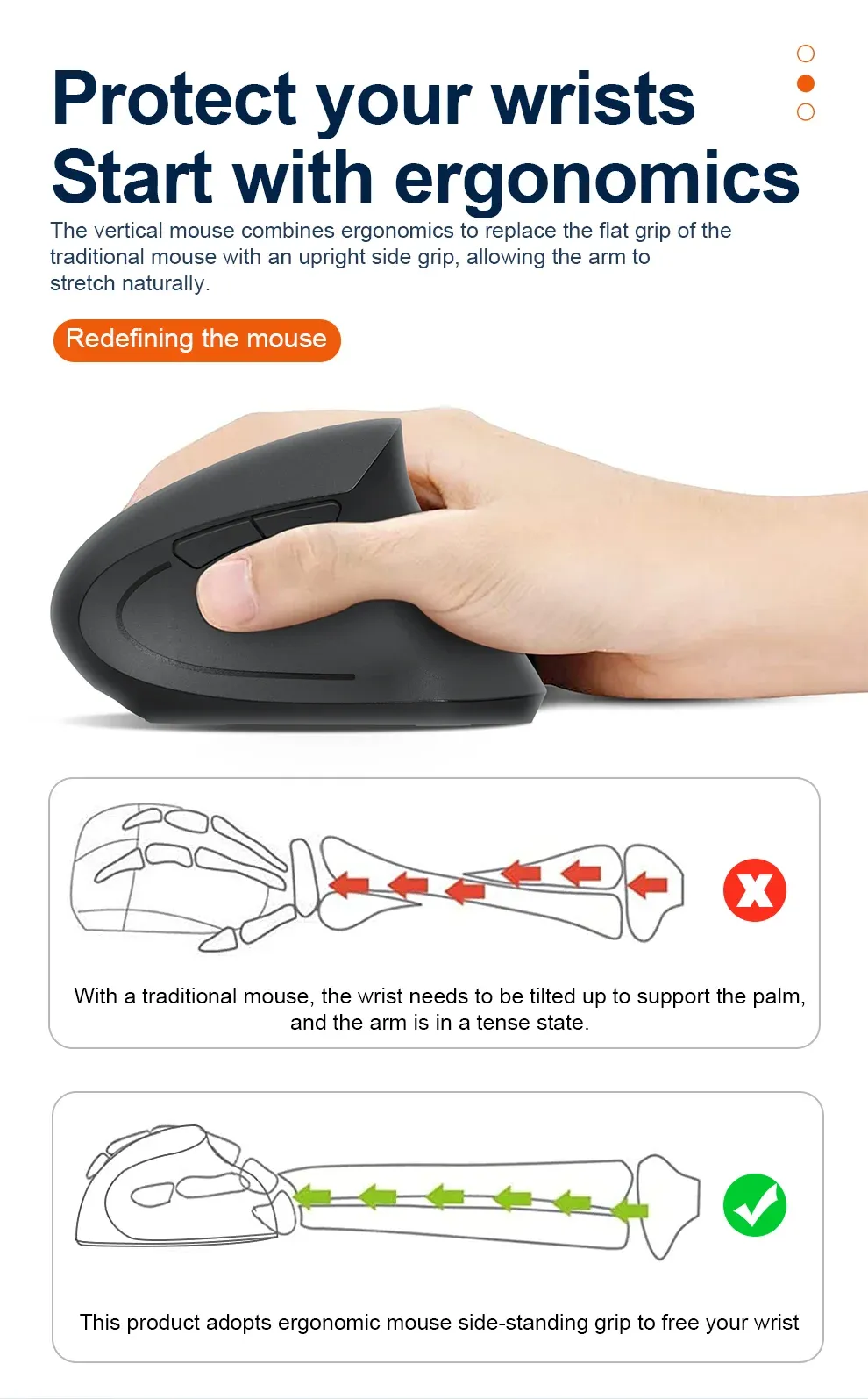 Souris verticale en situation de travail au bureau