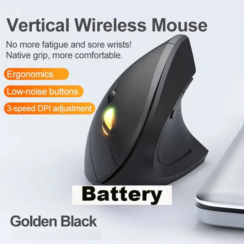 Souris verticale ergonomique sans fil Bluetooth 2,4 GHz rechargeable, 1600 DPI réglable, 6 boutons, compatible PC, ordinateur portable et ordinateur de bureau 7