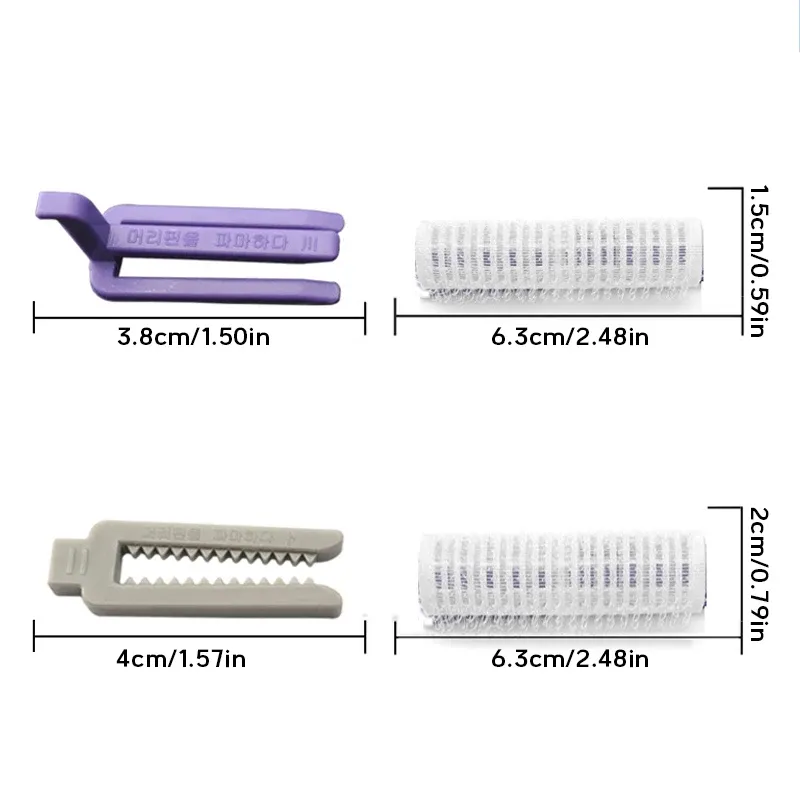 Kit de 24 bigoudis à permanente pour racines avec pinces et bandes auto-agrippantes, pour volume et boucles 6