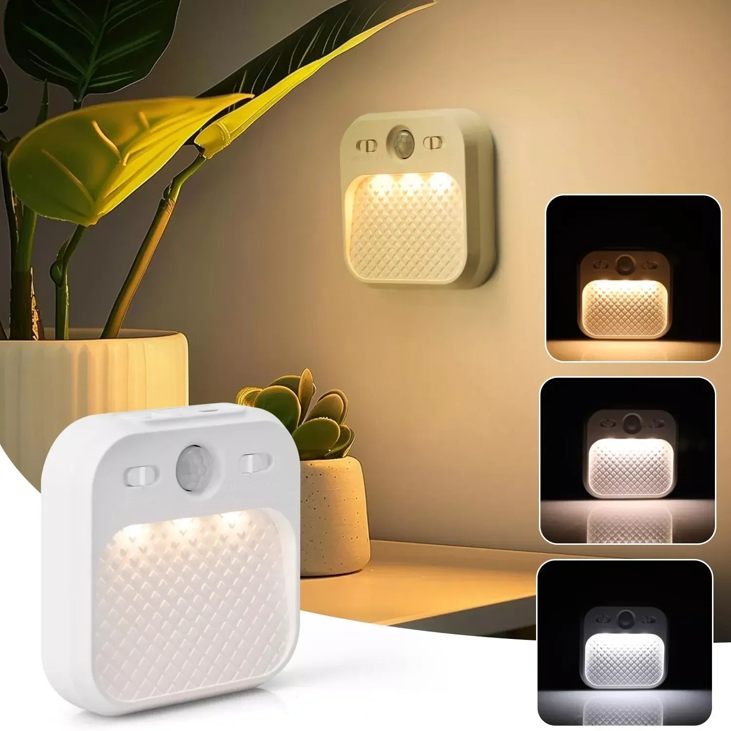 Veilleuse LED à détecteur de mouvement PIR avec alimentation USB pour chambre, escalier et couloir - Image 1