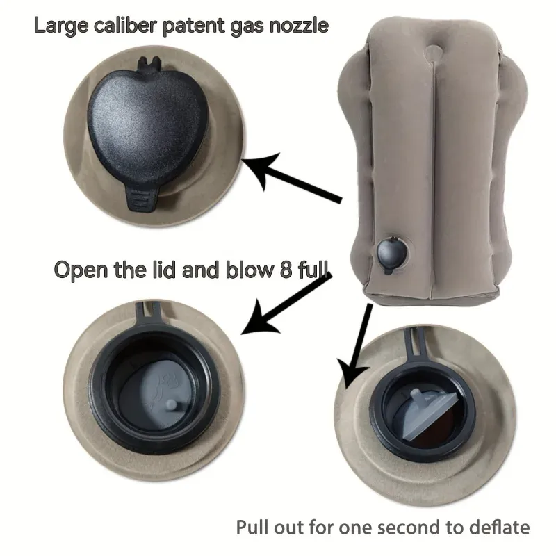 Oreiller de voyage gonflable avec support de menton à 360°, appui-tête ergonomique et portable pour l'avion, le train, la voiture et le bureau 6