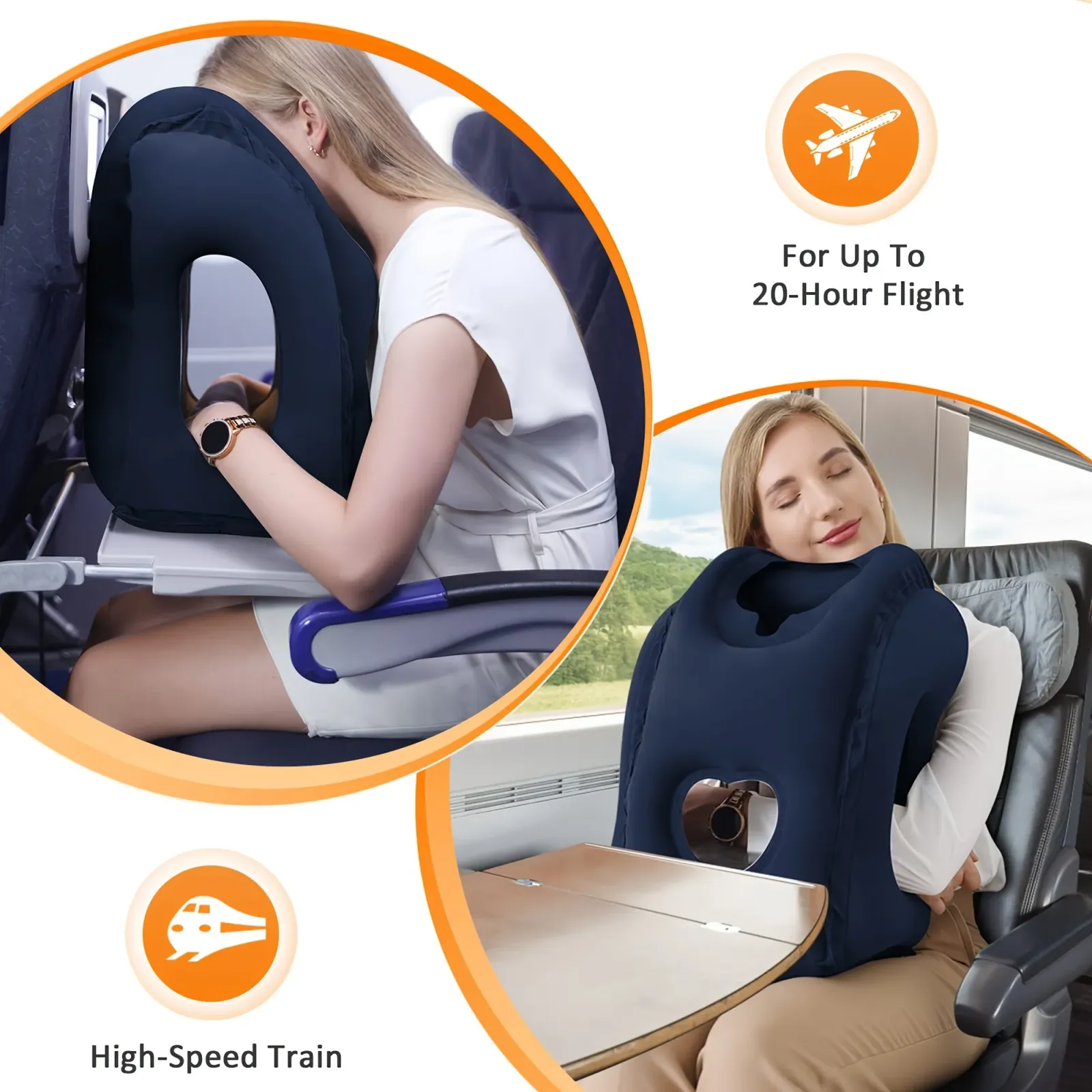 Oreiller de voyage gonflable pour le cou en situation de voyage