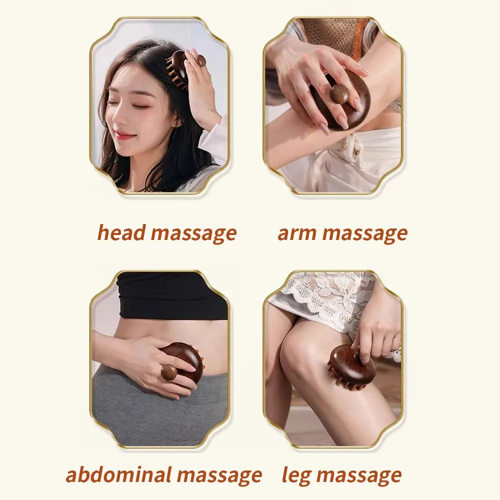 Peigne de massage en bois utilisé pour le massage du cuir chevelu