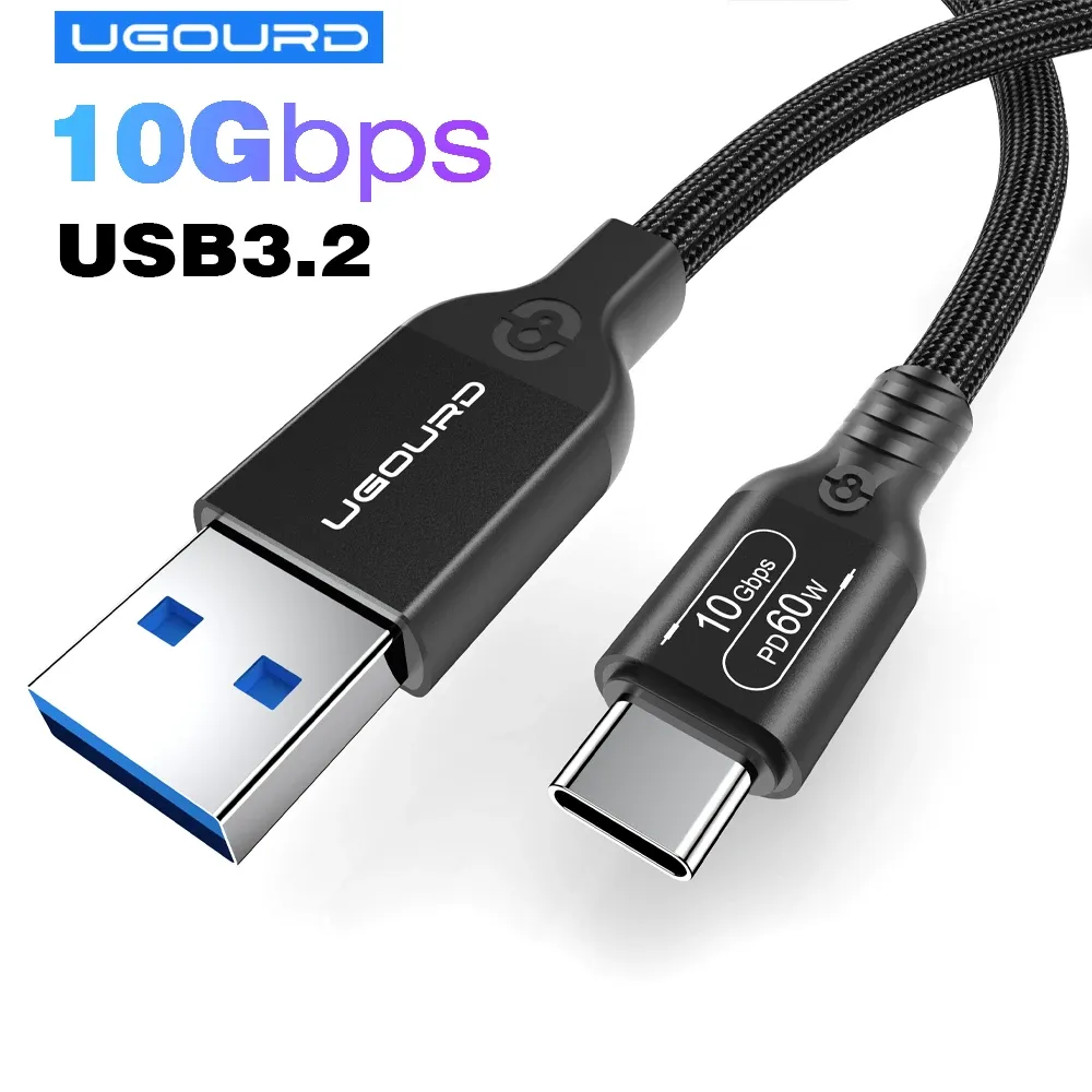 Câble USB 3.2 / USB 3.1 Gen 2 10 Gbit/s USB-A vers USB-C, 3 A, charge rapide 60 W, câble de transfert de données pour disque dur SSD