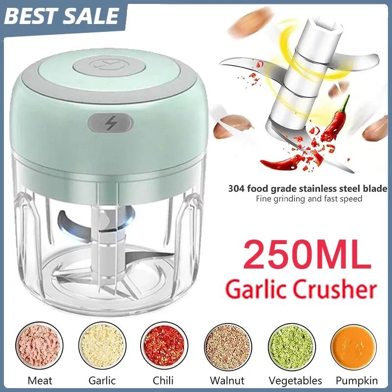 Hachoir à ail électrique USB 250/100 ml, portable et puissant, mini broyeur à ail rechargeable pour la cuisine, mixte
