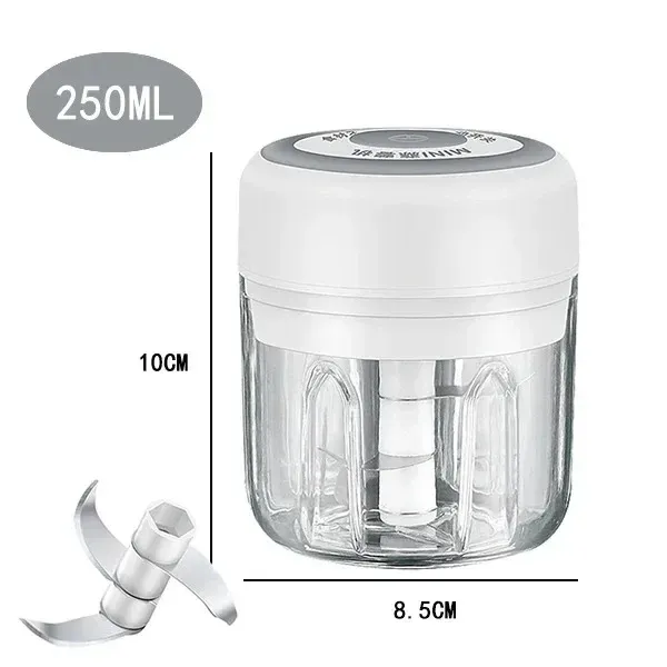 Hachoir à ail électrique USB 250/100 ml, portable et puissant, mini broyeur à ail rechargeable pour la cuisine, mixte 15
