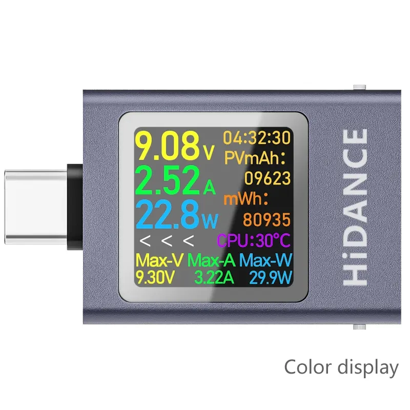 Testeur multifonction 13 en 1 DC 4,5-50 V, 0-12 A, affichage numérique, voltmètre-ampèremètre, wattmètre, compteur de puissance USB Type-C, testeur de charge PD 3.1 8