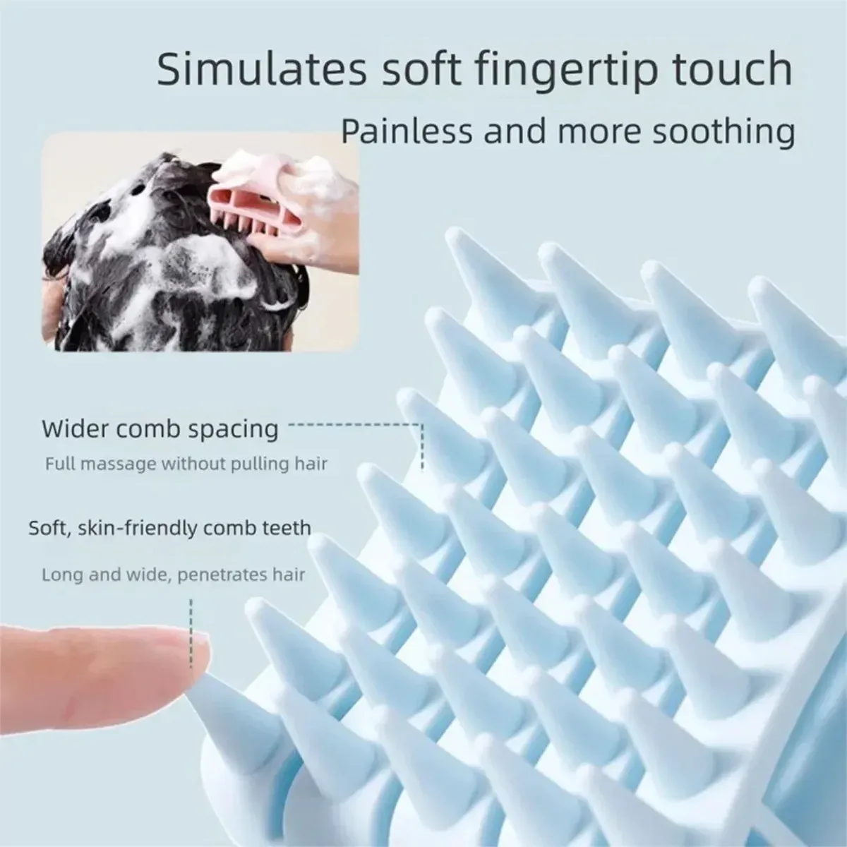 Détail des poils souples du peigne en silicone