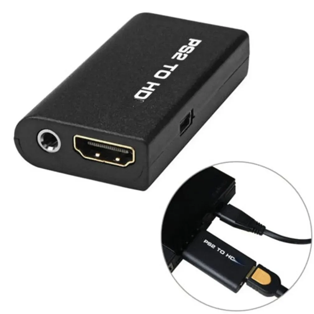 Adaptateur convertisseur audio et vidéo HDMI vers PS2 avec câble audio 3,5 mm, compatible avec tous les modes d'affichage PS2 : 480i, 480p, 576i 2