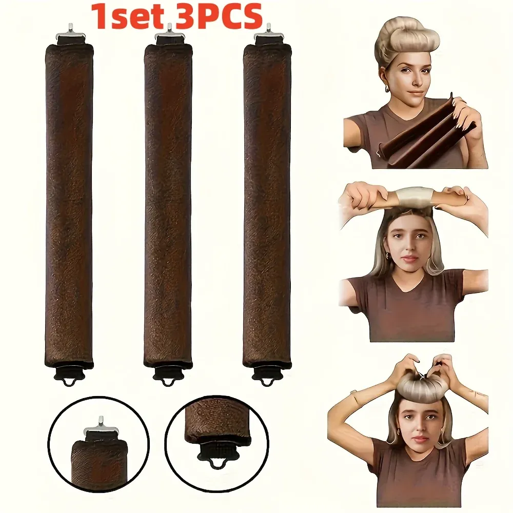 Ensemble de 3 outils de coiffage pour boucles : bigoudis en éponge pour boucles naturelles sans chaleur, idéal pour la nuit 7