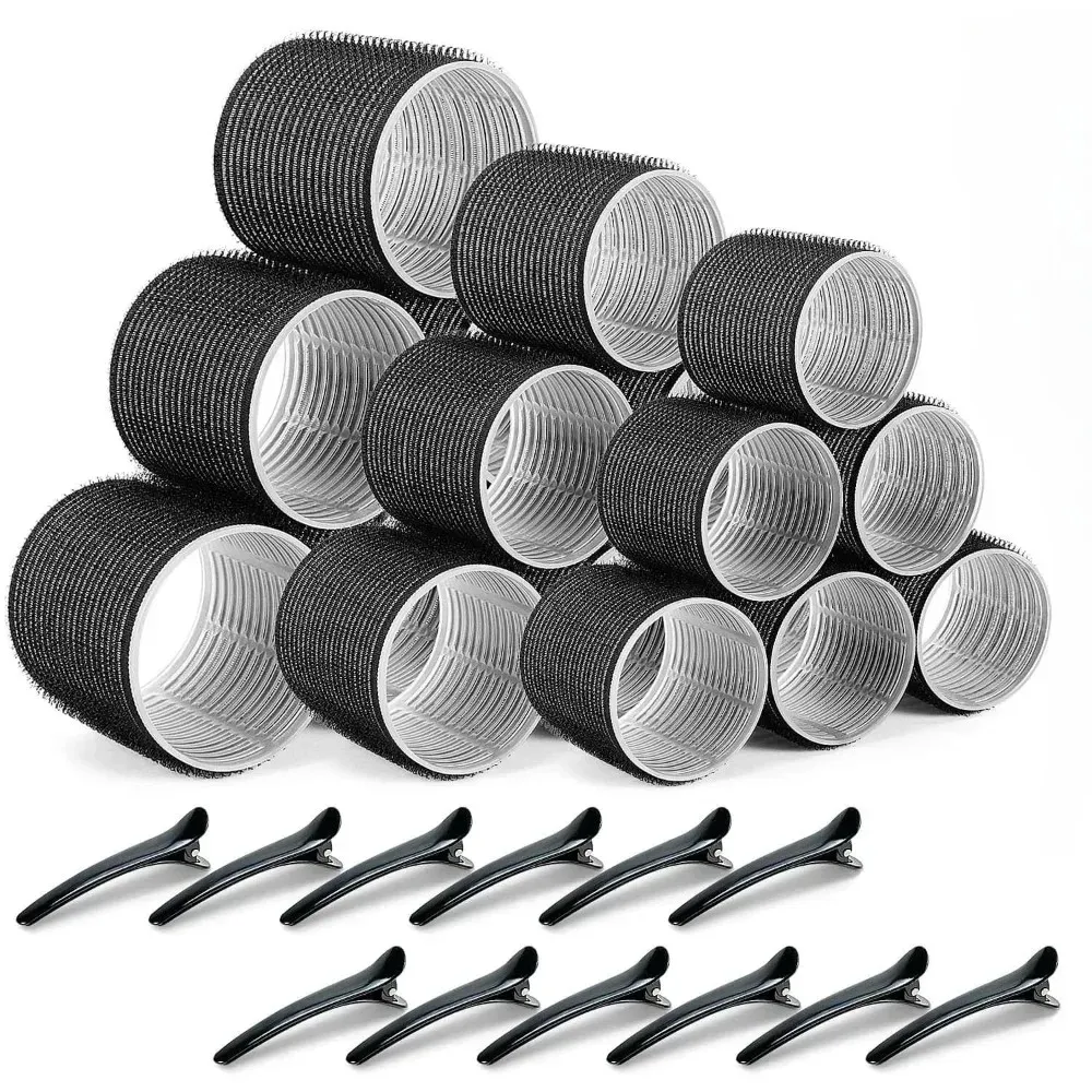Kit de bigoudis sans chaleur 30 pièces : 18 rouleaux auto-agrippants et 12 pinces, facile à utiliser