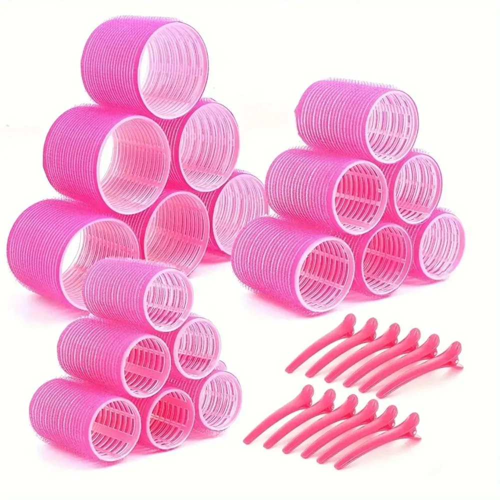 Kit de bigoudis sans chaleur 30 pièces : 18 rouleaux auto-agrippants et 12 pinces, facile à utiliser 3