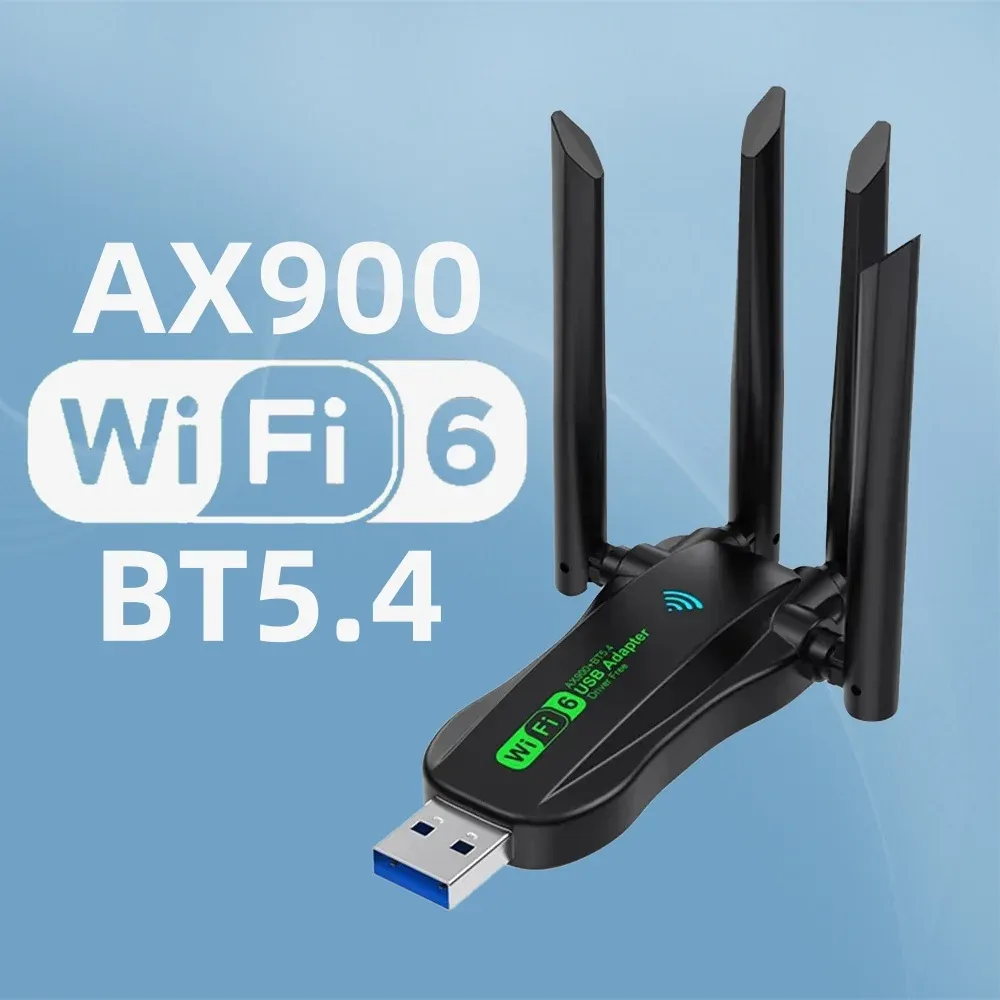 AX900 Adaptateur USB WiFi 6 Bluetooth 5.4 double bande 2,4 GHz et 5,8 GHz, 4 antennes, clé USB récepteur sans fil pour PC et ordinateur portable