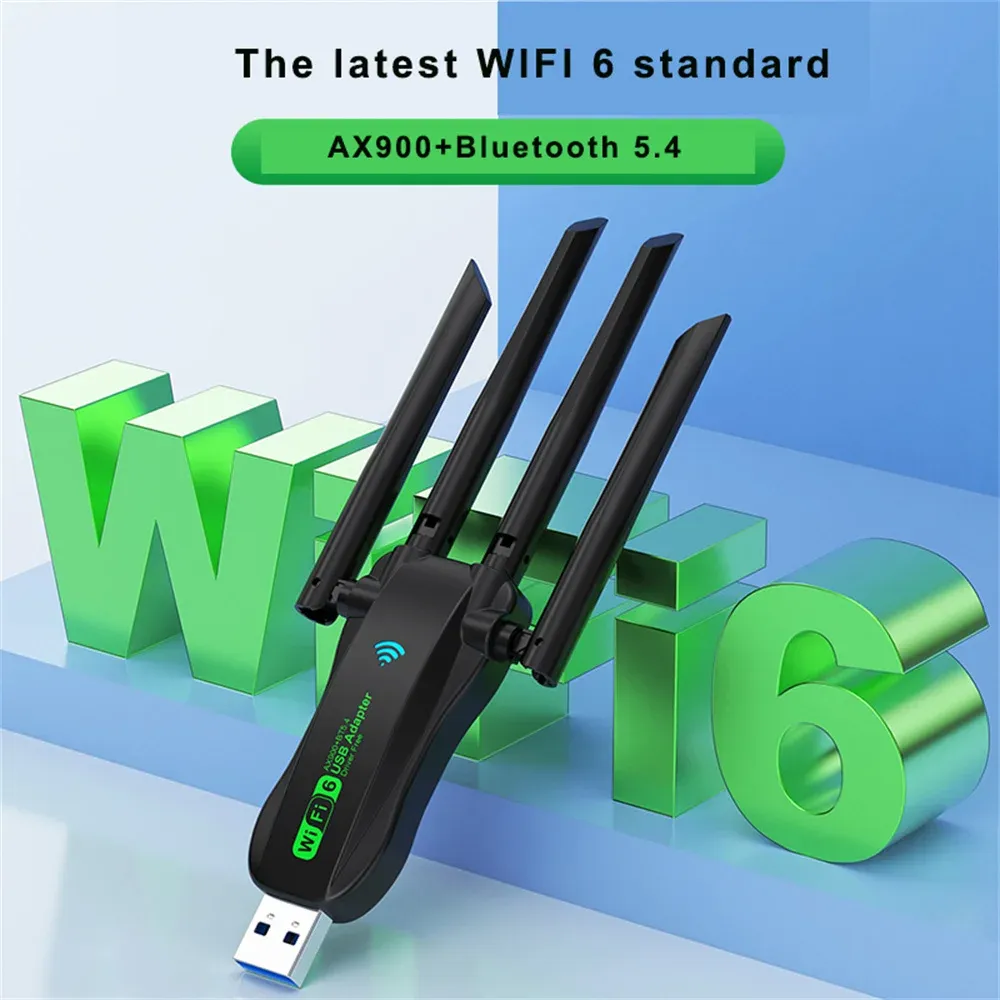 AX900 Adaptateur USB WiFi 6 Bluetooth 5.4 double bande 2,4 GHz et 5,8 GHz, 4 antennes, clé USB récepteur sans fil pour PC et ordinateur portable 3
