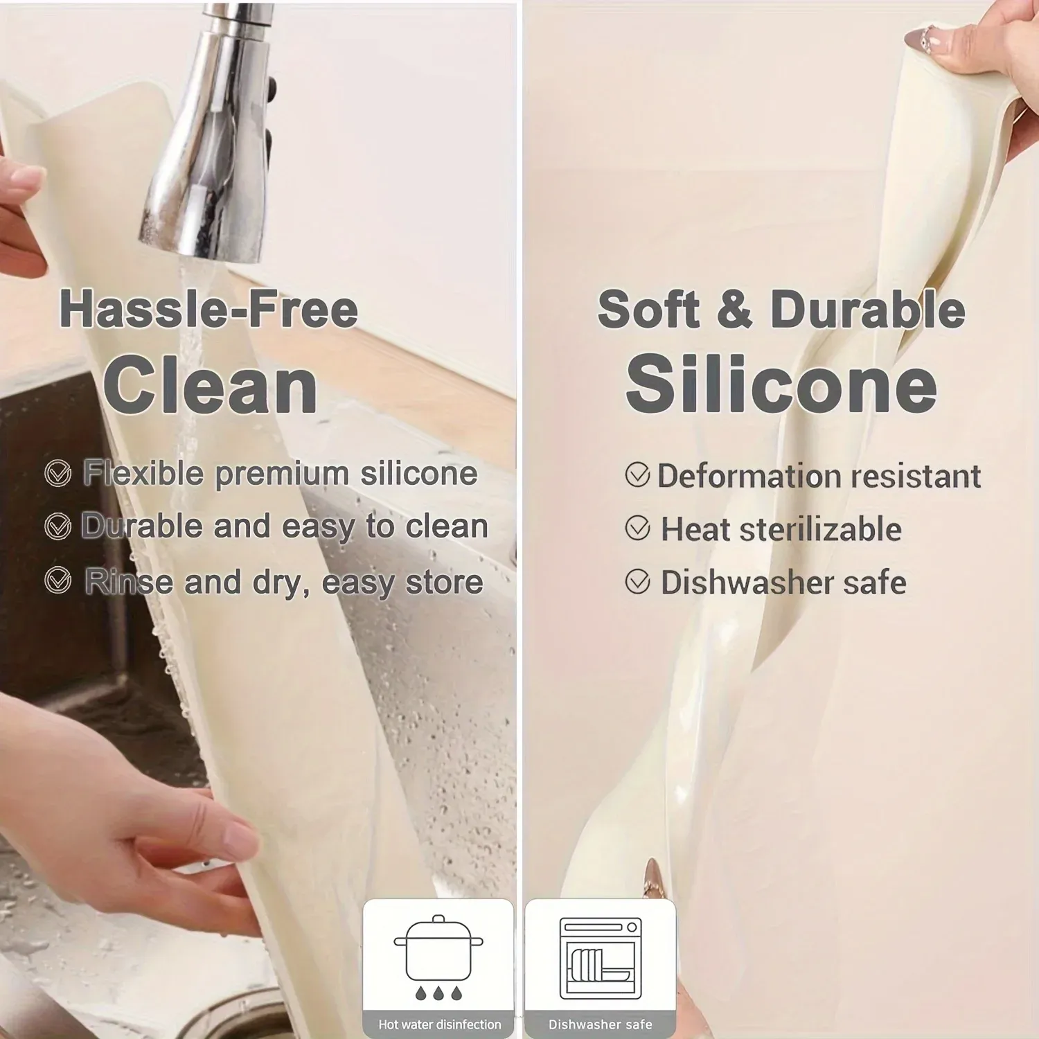 Pare-éclaboussures en silicone pour évier, protection contre les projections d'eau pour la vaisselle et le lavage des légumes 4