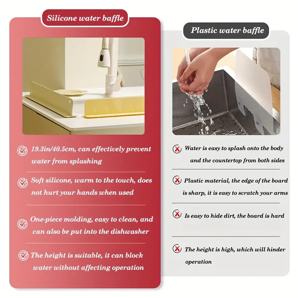 Pare-éclaboussures en silicone pour évier, protection contre les projections d'eau pour la vaisselle et le lavage des légumes 6