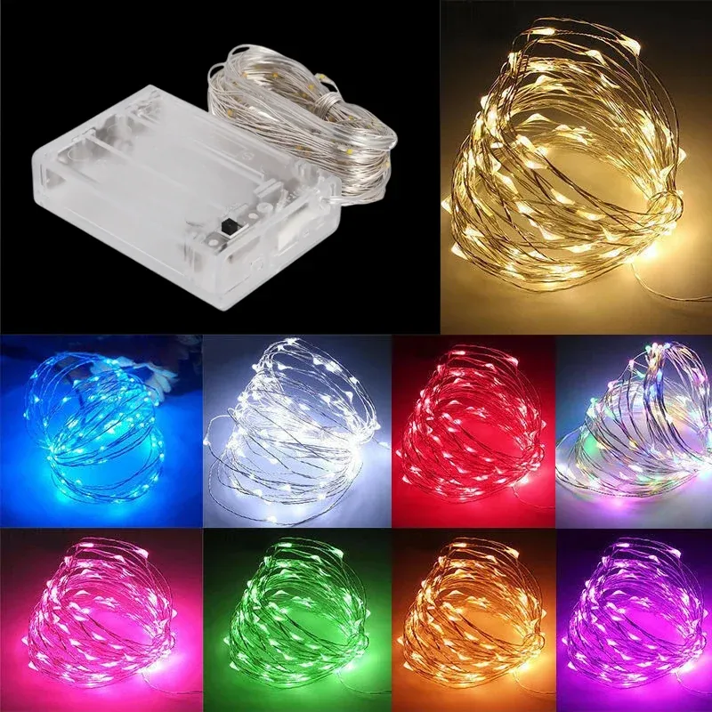 Guirlande lumineuse LED en fil de cuivre en ambiance festive