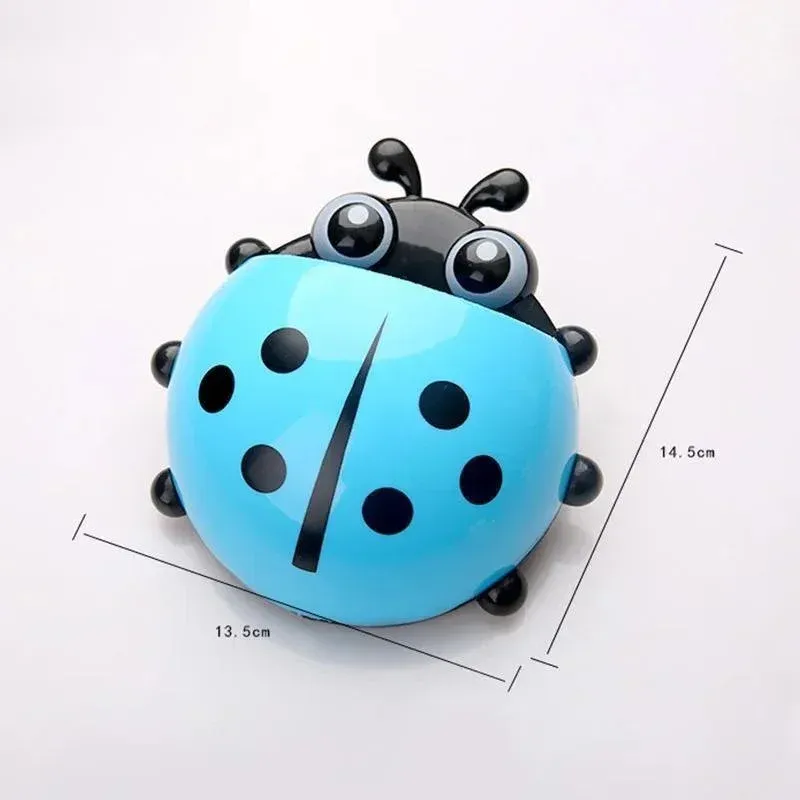 Porte-brosse à dents mural à ventouse en forme de coccinelle, design dessin animé, pour salle de bain, sans perçage 6