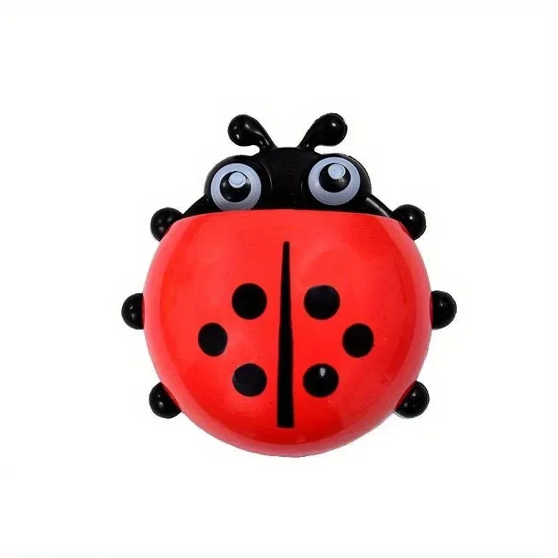 Porte-brosse à dents mural à ventouse en forme de coccinelle, design dessin animé, pour salle de bain, sans perçage 9